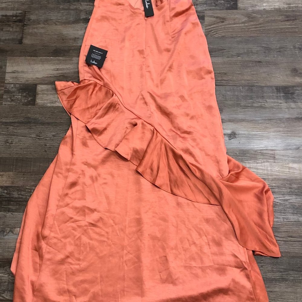 Lulus Coral Pink Size Medium Long Length Dress New with Tags - Picture 1 of 5